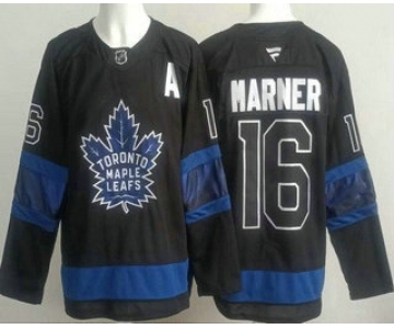 Men's Toronto Maple Leafs #16 Mitch Marner Black Alternate Authentic Jersey