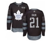 Men's Toronto Maple Leafs #21 Bobby Baun Black 1917-2017 100th Anniversary Stitched NHL Jersey