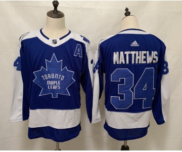 Men's Toronto Maple Leafs #34 Auston Matthews Authentic Royal Blue 2021 New Hockey Jersey