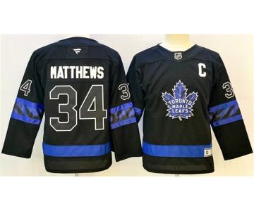 Men's Toronto Maple Leafs #34 Auston Matthews Black 2024-25 Alternate With C Patch Stitched Jersey