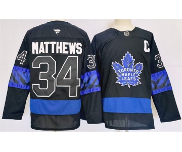 Men's Toronto Maple Leafs #34 Auston Matthews Black 2024-25 Stitched Jersey