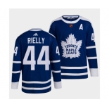 Men's Toronto Maple Leafs Black #44 Morgan Rielly Blue 2022 Reverse Retro Stitched Jersey