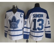 NHL Toronto Maple Leafs #13 Mats Sundin white Throwback Fel Visking Shoulder Stitched jerseys