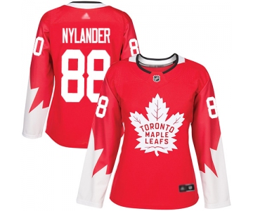 Toronto Maple Leafs #88 William Nylander Red Team Canada Authentic Women's Stitched Hockey Jersey