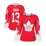 Women Adidas Toronto Maple Leafs #13 Mats Sundin Authentic Red Alternate NHL Jersey