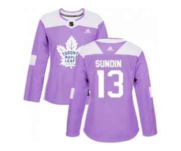 Women Adidas Toronto Maple Leafs #13 Mats Sundin Purple Authentic Fights Cancer Stitched NHL Jersey
