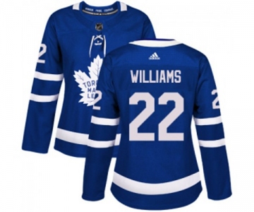 Women Adidas Toronto Maple Leafs #22 Tiger Williams Authentic Royal Blue Home NHL Jersey