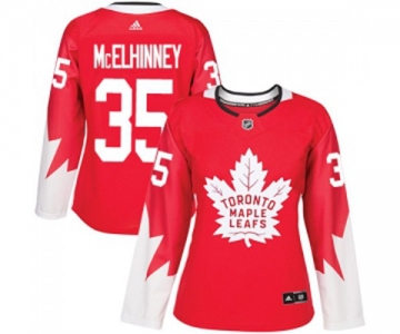 Women Adidas Toronto Maple Leafs #35 Curtis McElhinney Authentic Red Alternate NHL Jersey