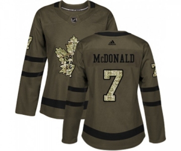 Women Adidas Toronto Maple Leafs #7 Lanny McDonald Authentic Green Salute to Service NHL Jersey