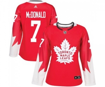 Women Adidas Toronto Maple Leafs #7 Lanny McDonald Authentic Red Alternate NHL Jersey