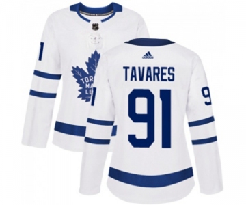 Women Adidas Toronto Maple Leafs #91 John Tavares Authentic White Away NHL Jersey