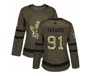 Women Adidas Toronto Maple Leafs #91 John Tavares Green Salute to Service Stitched NHL Jersey