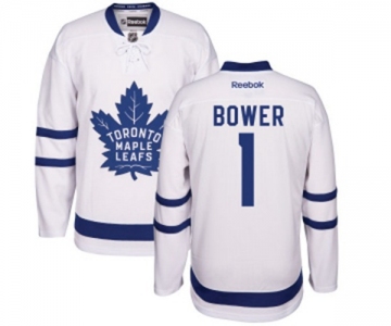 Women Reebok Toronto Maple Leafs #1 Johnny Bower Authentic White Away NHL Jersey
