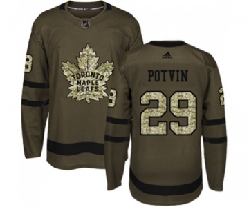 Youth Adidas Toronto Maple Leafs #29 Felix Potvin Authentic Green Salute to Service NHL Jersey