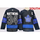Youth Toronto Maple Leafs #34 Auston Matthews Black 2024-25 Stitched Jersey