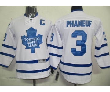 youth nhl toronto maple leafs #3 phaneuf apatch white (c)