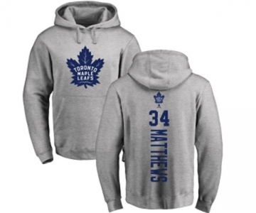 NHL Adidas Toronto Maple Leafs #34 Auston Matthews Ash Backer Pullover Hoodie