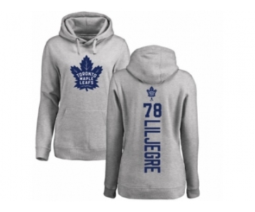NHL Women Adidas Toronto Maple Leafs #78 Timothy Liljegren Ash Backer Pullover Hoodie
