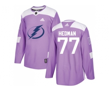 Men Adidas Tampa Bay Lightning #77 Victor Hedman Purple Authentic Fights Cancer Stitched NHL Jersey