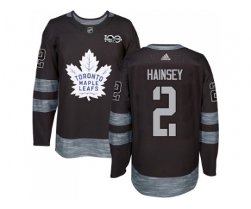 Men Adidas Toronto Maple Leafs #2 Ron Hainsey Black 1917-2017 100th Anniversary Stitched NHL Jersey