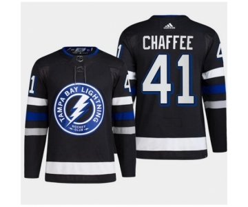 Men Tampa Bay Lightning #41 Mitchell Chaffee Black Alternate Premier Breakaway Stitched Jersey