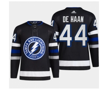 Men Tampa Bay Lightning #44 Calvin De Haan Black Alternate Premier Breakaway Stitched Jersey