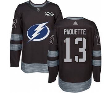 Men's Lightning #13 Cedric Paquette Black 1917-2017 100th Anniversary Stitched Hockey Jersey