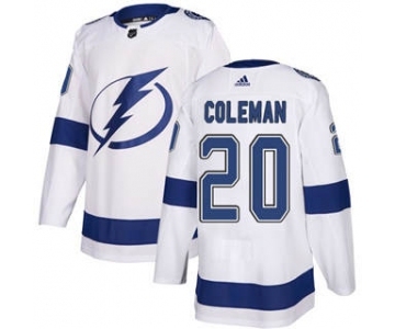 Men's Lightning #20 Blake Coleman White Road Authentic Stitched Hockey Jersey
