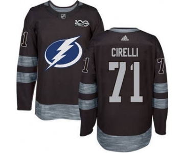 Men's Lightning #71 Anthony Cirelli Black 1917-2017 100th Anniversary Stitched Hockey Jersey
