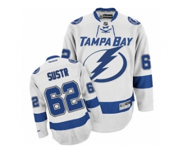 Men's Reebok Tampa Bay Lightning #62 Andrej Sustr Authentic White Away NHL Jersey