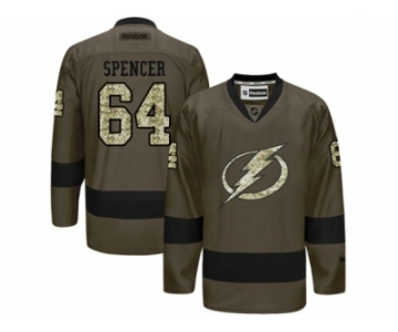 Men's Reebok Tampa Bay Lightning #64 Matthew Spencer Authentic Green Salute to Service NHL Jersey
