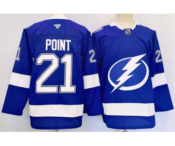 Men's Tampa Bay Lightning #21 Brayden Point 2024-25 Blue Stitched Jersey
