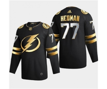 Men's Tampa Bay Lightning #77 Victor Hedman Black Golden Edition Limited Stitched Hockey Jersey