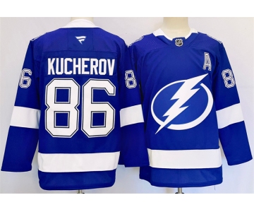 Men's Tampa Bay Lightning #86 Nikita Kucherov 2024-25 Blue Stitched Jersey
