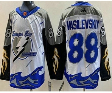Men's Tampa Bay Lightning #88 Andrei Vasilevskiy White 2022 Reverse Retro Authentic Jersey