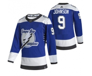 Men's Tampa Bay Lightning #9 Tyler Johnson Blue 2020-21 Reverse Retro Alternate Hockey Jersey