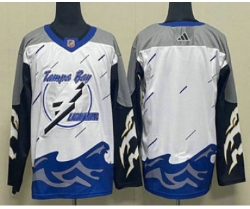 Men's Tampa Bay Lightning Blank White 2022 Reverse Retro Stitched Jersey