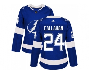 Women Adidas Tampa Bay Lightning #24 Ryan Callahan Blue Home Authentic Stitched NHL Jerse