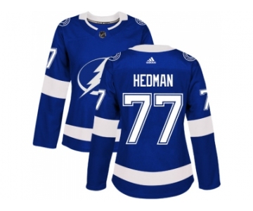 Women Adidas Tampa Bay Lightning #77 Victor Hedman Blue Home Authentic Stitched NHL Jersey