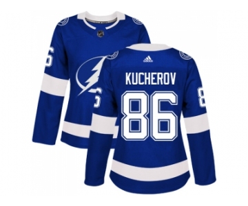 Women Adidas Tampa Bay Lightning #86 Nikita Kucherov Blue Home Authentic Stitched NHL Jersey
