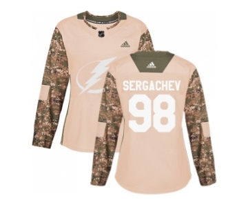 Women Adidas Tampa Bay Lightning #98 Mikhail Sergachev Camo Authentic 2017 Veterans Day Stitched NHL Jersey