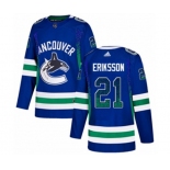 Adidas Vancouver Canucks #21 Loui Eriksson Authentic Blue Drift Fashion NHL Jersey