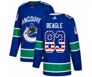 Adidas Vancouver Canucks #83 Jay Beagle Authentic Blue USA Flag Fashion NHL Jersey
