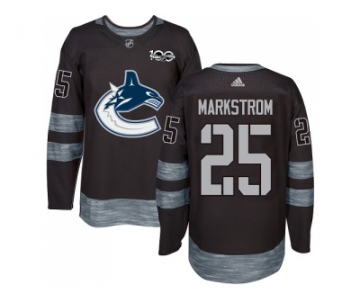 Men Adidas Vancouver Canucks #25 Jacob Markstrom Black 1917-2017 100th Anniversary Stitched NHL Jersey