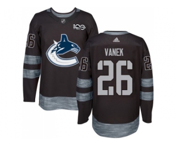 Men Adidas Vancouver Canucks #26 Thomas Vanek Black 1917-2017 100th Anniversary Stitched NHL Jersey