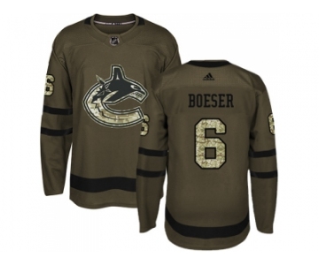 Men Adidas Vancouver Canucks #6 Brock Boeser Green Salute to Service Stitched NHL Jersey