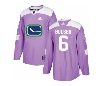 Men Adidas Vancouver Canucks #6 Brock Boeser Purple Authentic Fights Cancer Stitched NHL Jersey