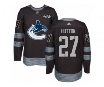 Men's Adidas Vancouver Canucks #27 Ben Hutton Authentic Black 1917-2017 100th Anniversary NHL Jersey