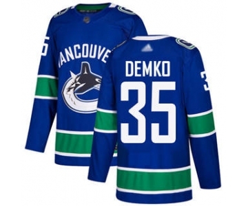 Men's Canucks #35 Thatcher Demko Blue Home Authentic Stitched Hockey Jersey