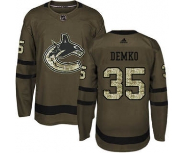 Men's Canucks #35 Thatcher Demko Green Salute to Service Stitched Hockey Jersey